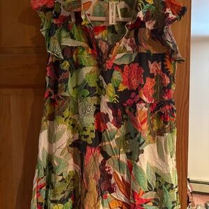 ANTHROPOLOGIE MICHELLE MORIN TUNIC TOP SZ L FLIRAL